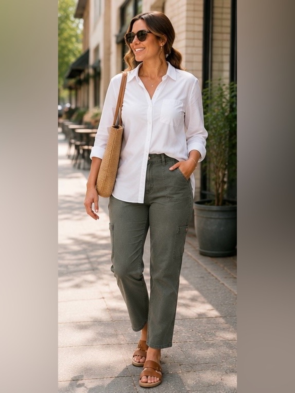 NWT Chico’s Olive Utility Cargo Straight Ankle Pants Size 2 12/14